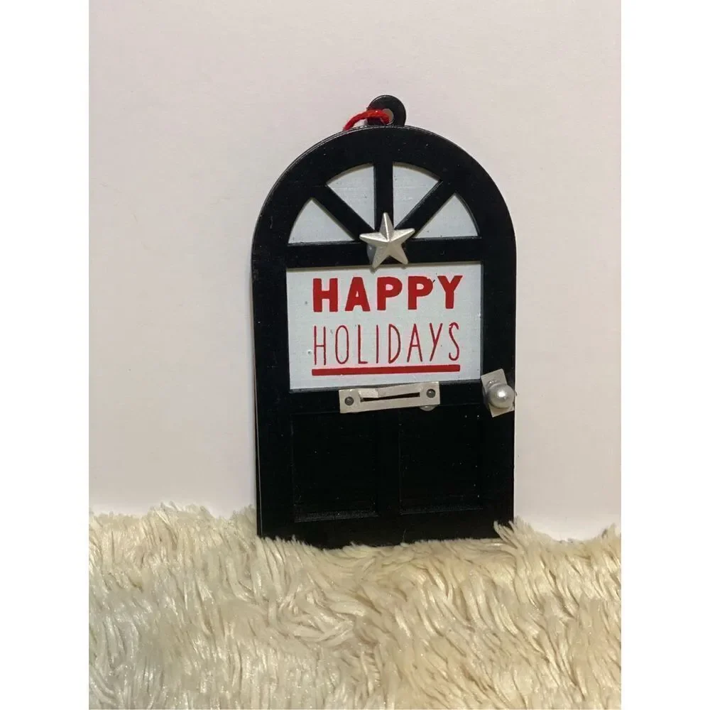 Target Round Wood Door 'Happy Holidays' Christmas Tree Ornament Black Wondershop